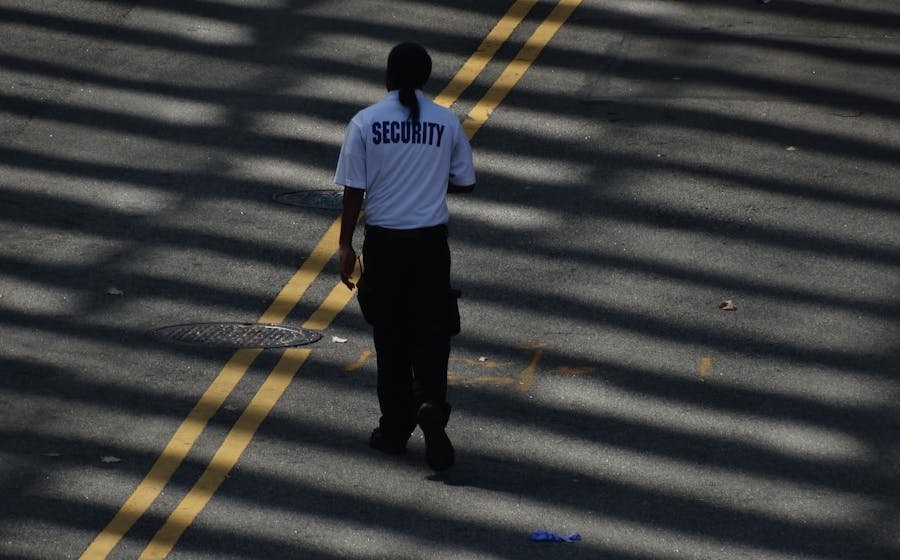 Security guard on urban patrol